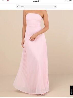 Lulu's Blush Pink Strapless Pleated Maxi Dress